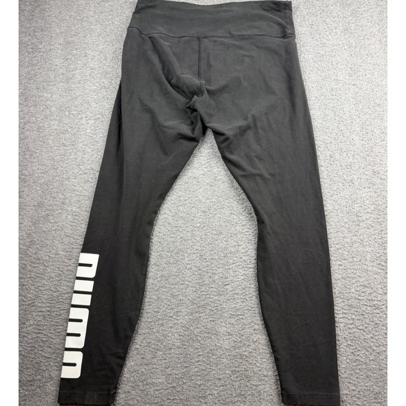 Puma Women's L Large Black High Rise Graphic Logo Leggings Activewear Pants - Picture 2 of 7